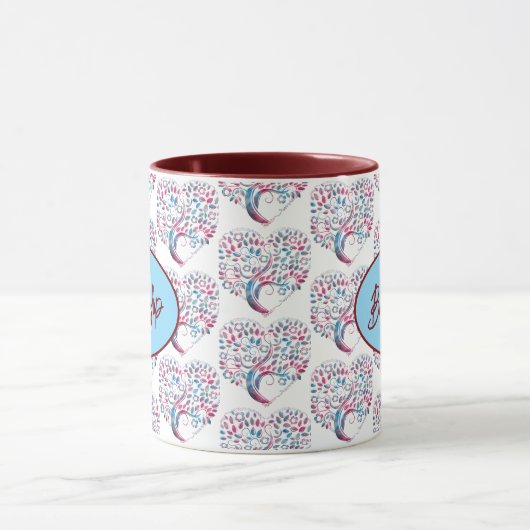 Tree Heart Pattern Monogram Sjabloon Mok (Midden)