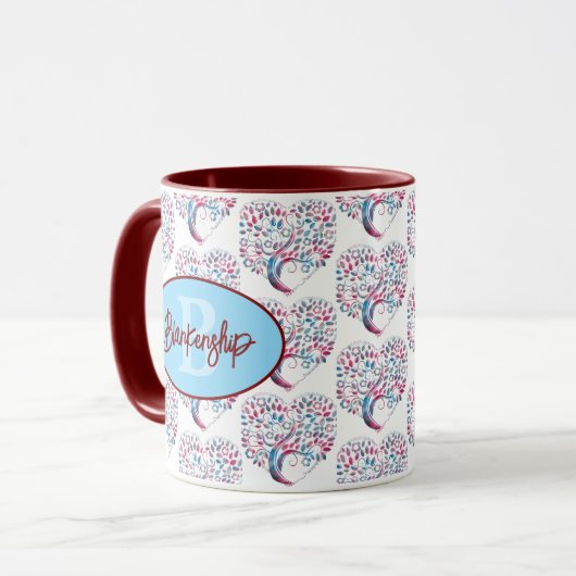 Tree Heart Pattern Monogram Sjabloon Mok (Voorkant links)