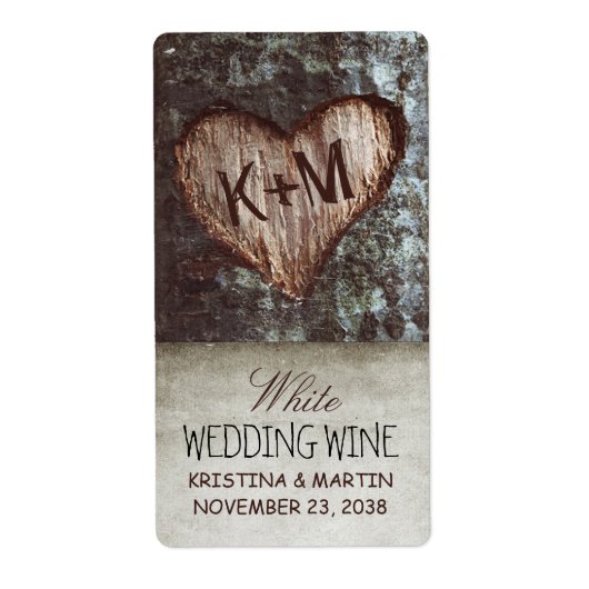 Tree Heart rustieke vintage bruiloft wijn labels (Voorkant)