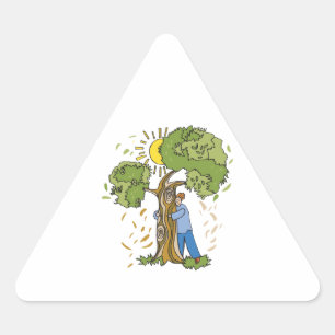 Tree Hugger Driehoek Sticker