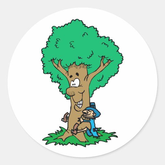 Tree Hugger Ronde Sticker (Voorkant)