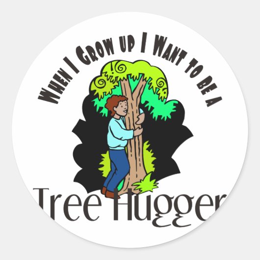 Tree Hugger Ronde Sticker (Voorkant)