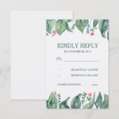 Tree Leaves Rustic Forest Waterverf Wedding RSVP Kaartje (Voorkant / Achterkant)