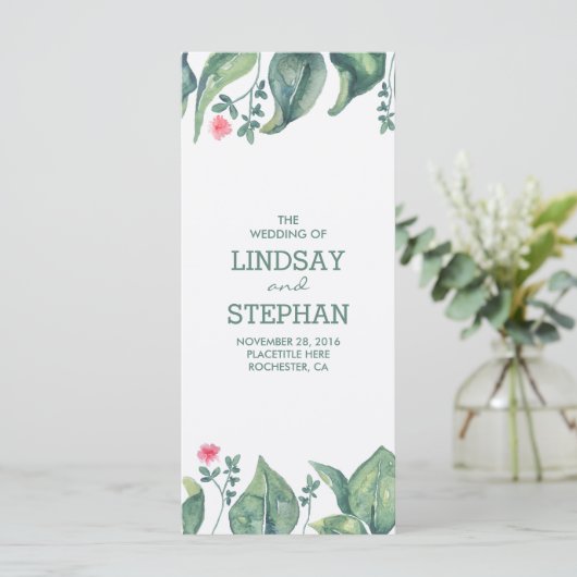 Tree Leaves Waterverf Rustieke Trouwprogramma's Programma (Staand voorkant)