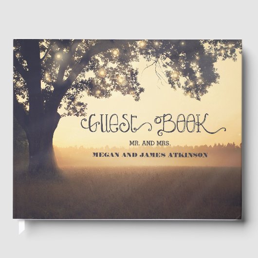Tree Lights Rustieke Outdoor Wedding Gastenboek (Voorkant)