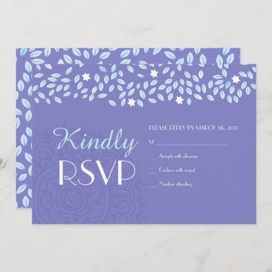 TREE MET STARS WEDDING RSVP Reply Kaart (Voorkant / Achterkant)
