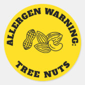 Tree Nuts Allergen Warning Sticker - Yellow Safety (Voorkant)