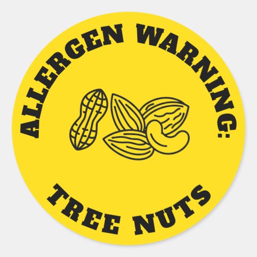 Tree Nuts Allergen Warning Sticker - Yellow Safety (Voorkant)