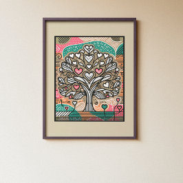 Tree of Heartfelt Growth - Levendige liefde en lev Poster