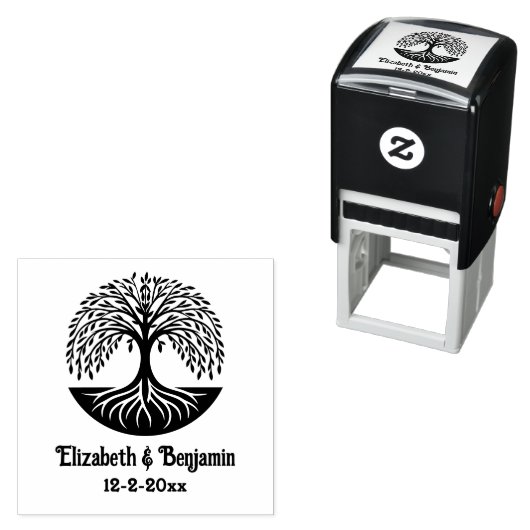 Tree of Life #3 Paar Namen Datum Zelfinktende Stempel (In situ)