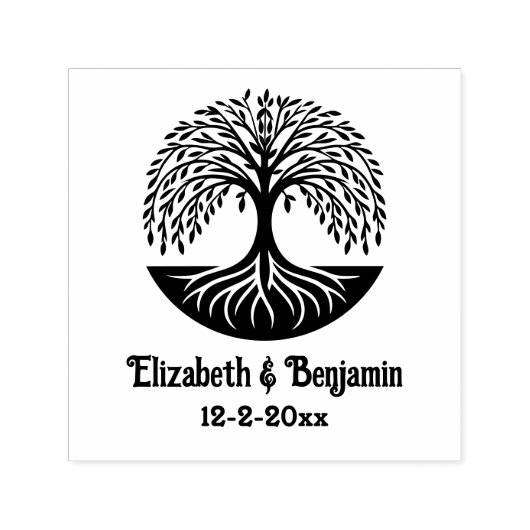 Tree of Life #3 Paar Namen Datum Zelfinktende Stempel (Design)
