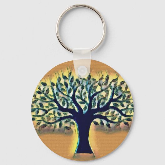 Tree of Life Abstracte Natuur kunst Sleutelhanger (Voorkant)