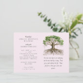 Tree of Life Deep Roots Pink Celebration of LIfe Kaart (Staand voorkant)