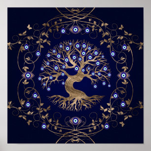 Tree of Life Evil Eye Ornament Poster