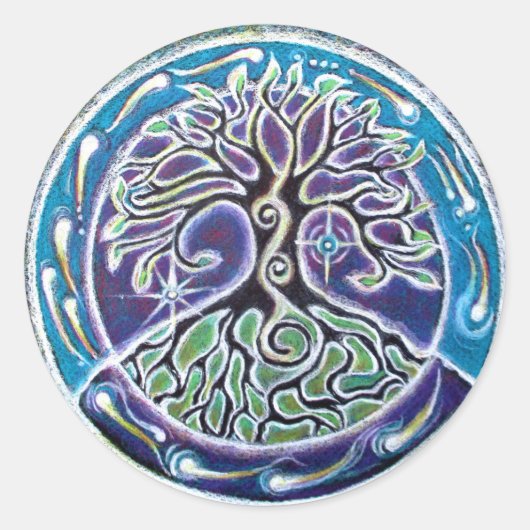 Tree of Life mandala sicker Ronde Sticker (Voorkant)