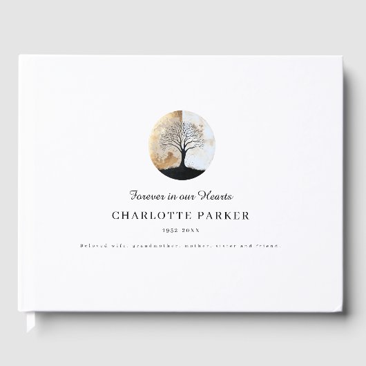 Tree of Life Memorial White Custom Gastenboek (Voorkant)