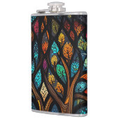 Tree of Life Mozaïek Gekleurde bladeren Glas in lo Heupfles (Links)