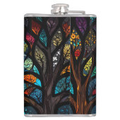 Tree of Life Mozaïek Gekleurde bladeren Glas in lo Heupfles (Achterkant)