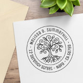 Tree of Life Round Address V2 Rubberstempel