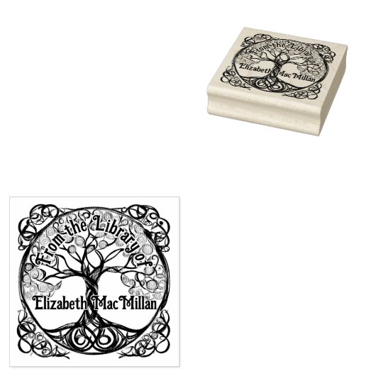 Tree of Life Rubber Ex Libris Stempel (Gestempeld)