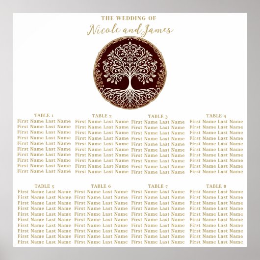 Tree of Life Rustiek Donkerrood Keltische Zitplaat Poster (Voorkant)