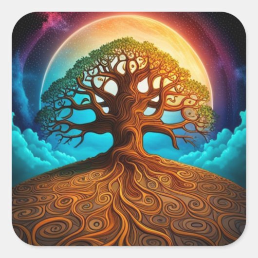 Tree of Life Square Stickers (Voorkant)