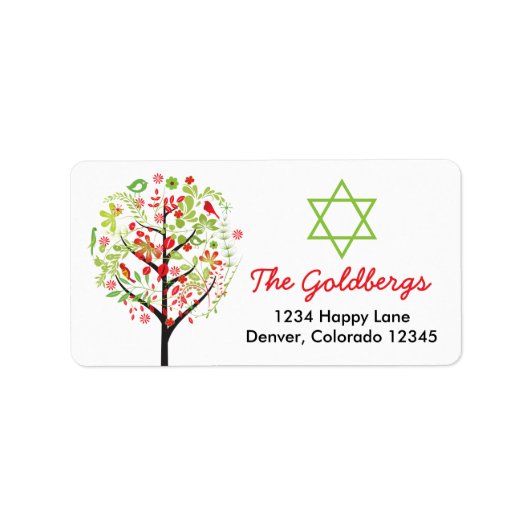 Tree of Life Star of David terug op de website Etiket (Voorkant)