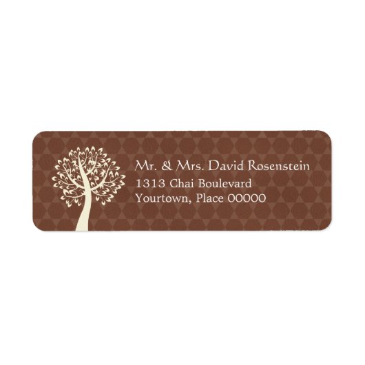 Tree of Life Star van David Pattern Bar-Bat Mitzva Etiket (Voorkant)