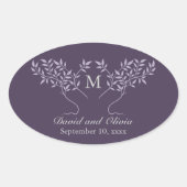 Tree of Life takken Monogram bruiloft Ovale Sticker (Voorkant)