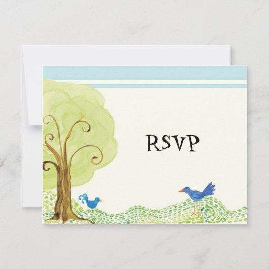 Tree of Life, Whimsical Boy RSVP Response Kaarten (Achterkant)