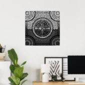 Tree of life - Ygdrasil - Dot Art Grayscale Poster (Thuiskantoor)