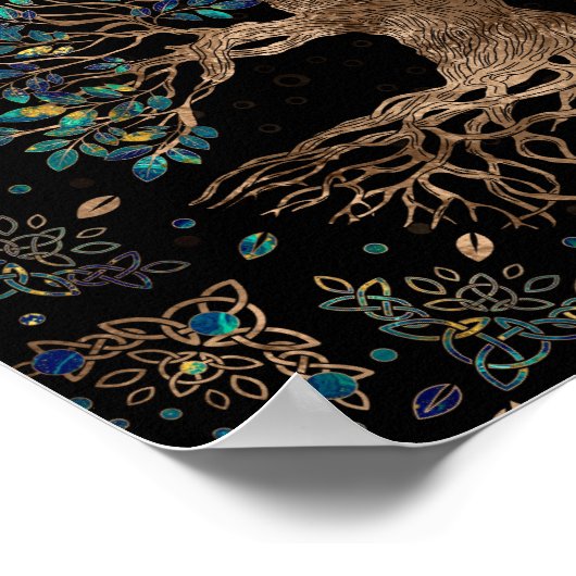 Tree of life - Ygdrasil Golden and Marble ornament Poster (Hoek)