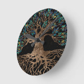 Tree of life - Ygdrasil Golden and Marble ornament Ronde Klok (Hoek)