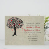 Tree of Red Hearts huwelijksuitnodigingen Kaart (Staand voorkant)