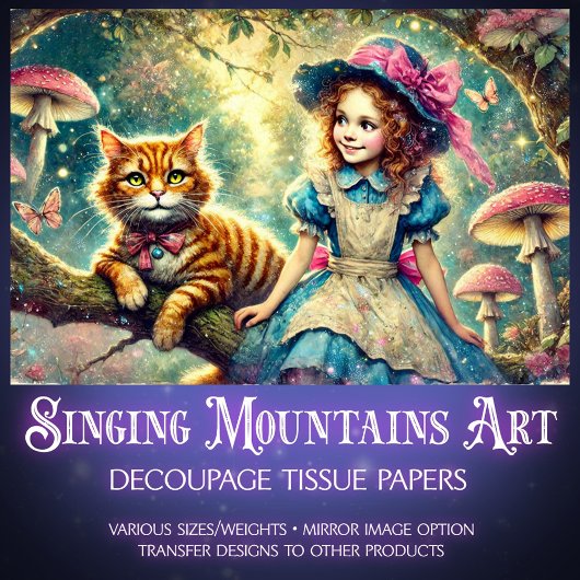 Tree of Tales Alice and Cheshire Cat Decoupage Tissuepapier