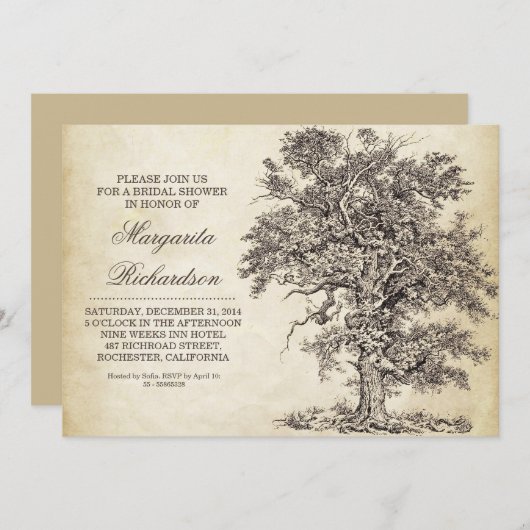  Tree Old Age bruidsdouche Uitnodigingen (Voorkant / Achterkant)