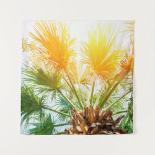 Tree palm bright sun summer background tropical p. wandkleed