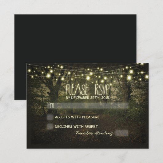 Tree Path rustieke bruiloft RSVP kaarten Kaartje (Voorkant / Achterkant)