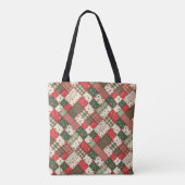 Tree pattern christmas  patchwork green red name draagtas (Achterkant)