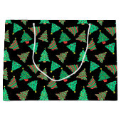 Tree Pattern Kerstvakantie Zwart Groot Cadeauzakje (Voorkant)