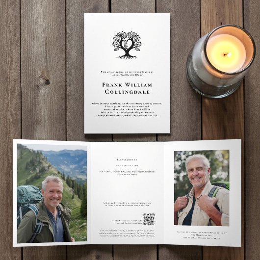 Tree Pod Natural Burial Remembrance Uitnodiging