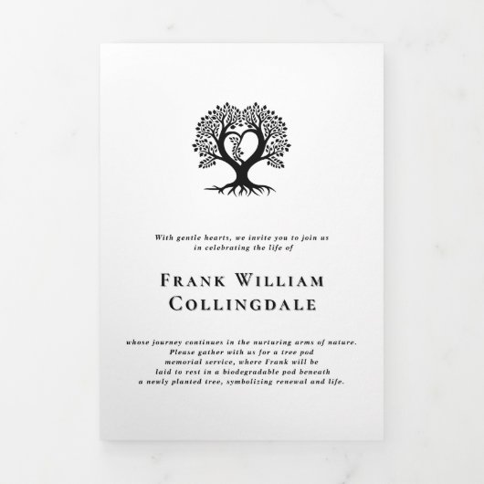 Tree Pod Natural Burial Remembrance Uitnodiging (Cover)