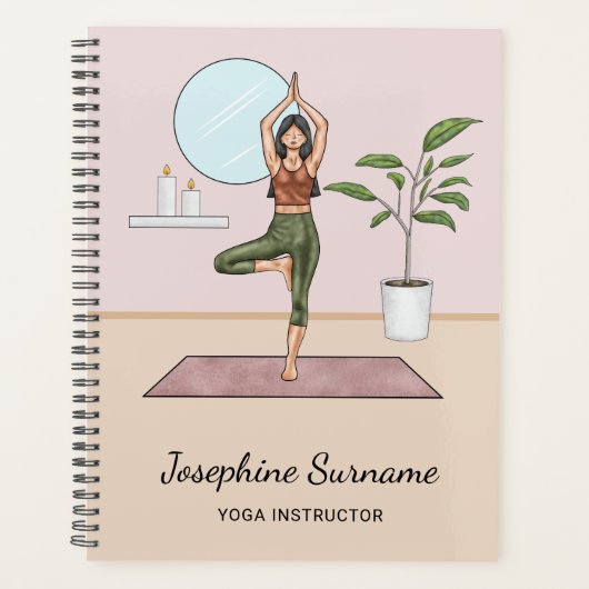 Tree Pose Yoga Vrikshasana leraar en aangepaste na Planner (Voorkant)