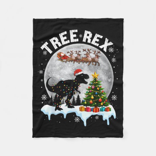 Tree Rex Christmas Dinosaur T-rex Xmas Pajama Men Fleece Deken (Voorkant)