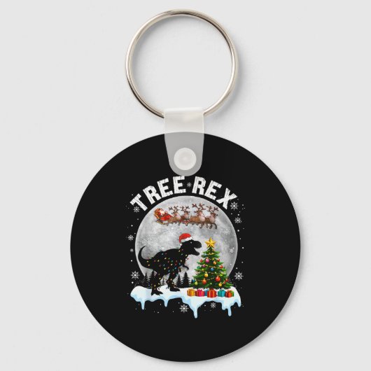 Tree Rex Christmas Dinosaur T-rex Xmas Pajama Men Sleutelhanger (Voorkant)
