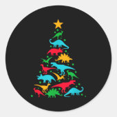 Tree Rex Dinosaur Dino Tree Christmas Tree Funny  Ronde Sticker (Voorkant)