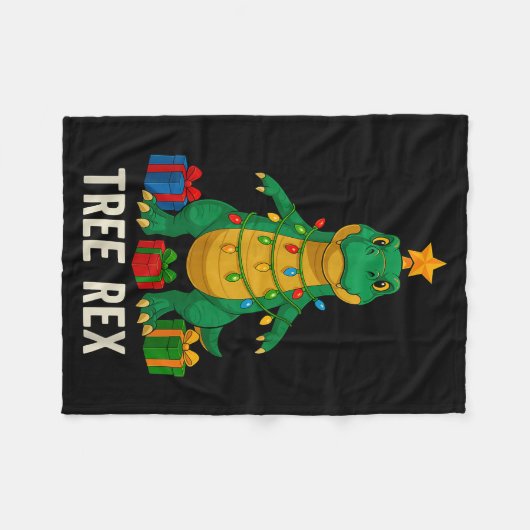 Tree Rex Funny Dinosaur Christmas  Fleece Deken (Voorkant (Horizontaal))