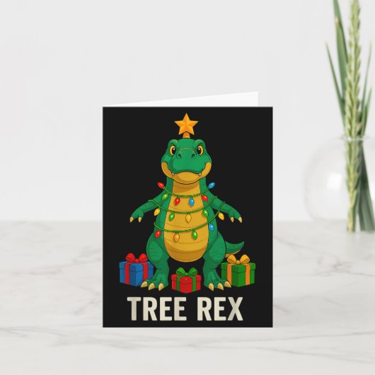 Tree Rex Funny Dinosaur Christmas  Kaart (Voorkant)