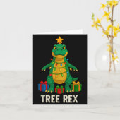 Tree Rex Funny Dinosaur Christmas  Kaart (Gele Bloem)