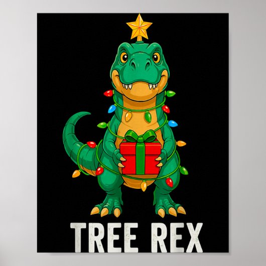 Tree Rex Funny Dinosaur Christmas Poster (Voorkant)